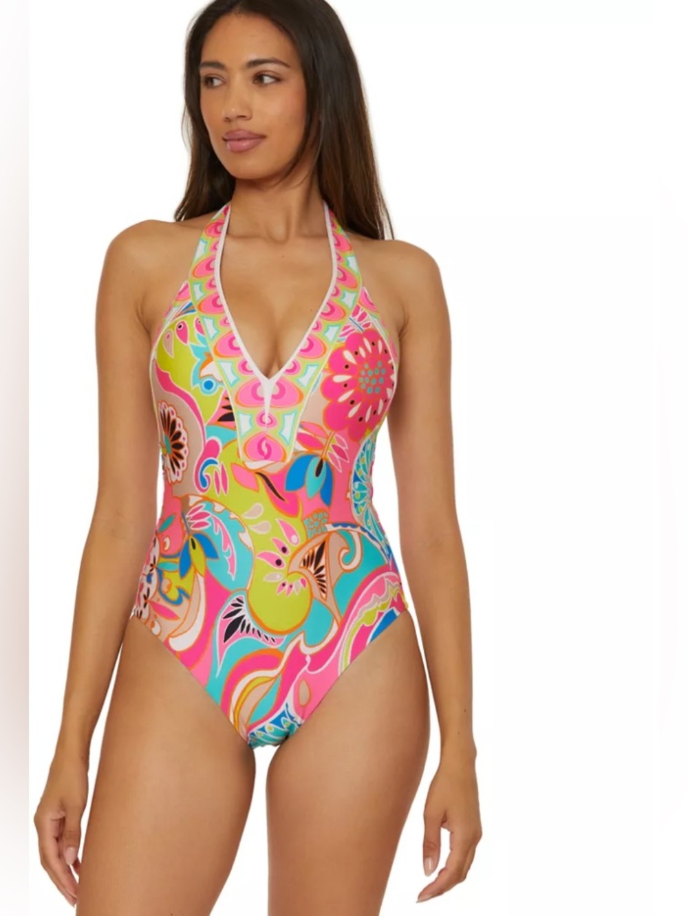 NWT $172 TRINA TURK Venus Plunge One-Piece Swimsuit - Size 6